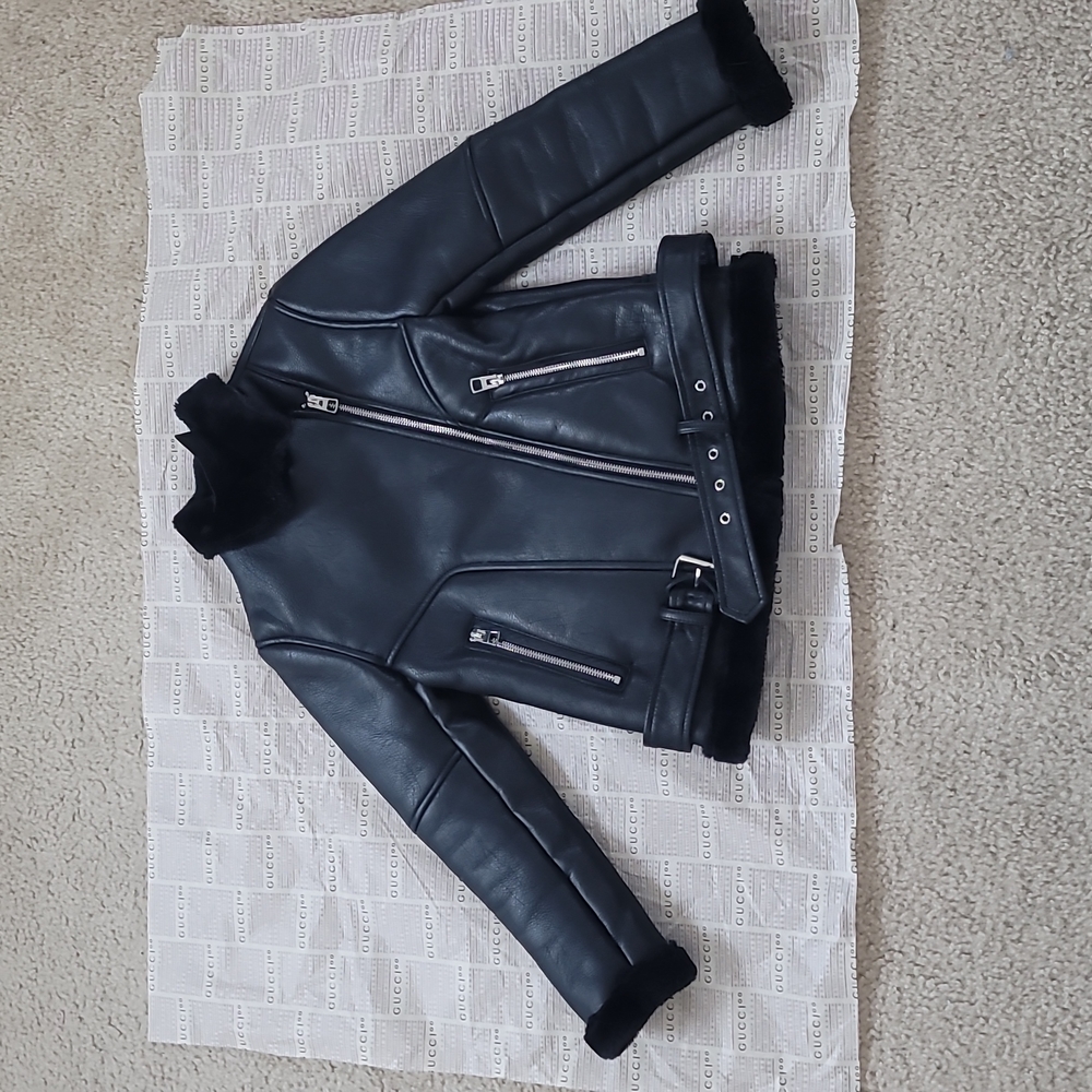 ZARA GIRL Faux Leather Jacket  Size 9 black